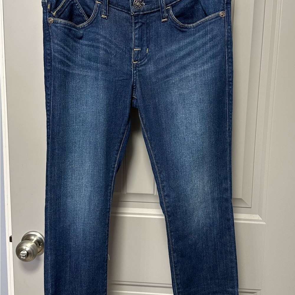 Rock & Republic straight leg blue jeans.